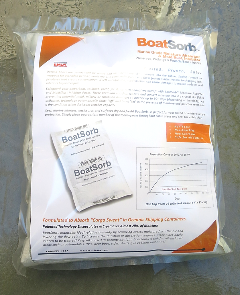 BoatSorb Commercial Moisture Control Mold Prevention Pouches for Marine Cabins and Interiors 4-pack
